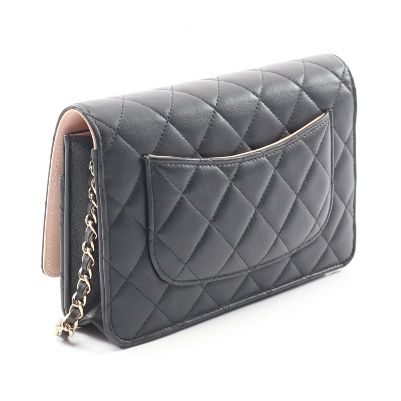 香奈兒 (CHANEL) 絎縫鏈條肩背斜背包錢包 AP3657 皮革 黑色 GHW-1