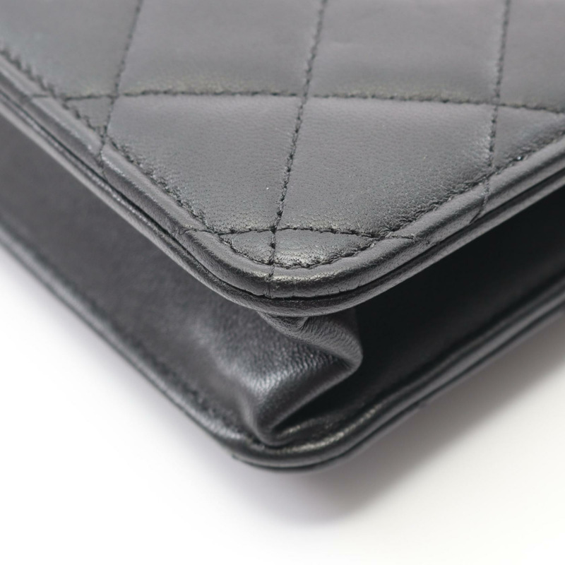 香奈兒 (CHANEL) 絎縫鏈條肩背斜背包錢包 AP3657 皮革 黑色 GHW-8