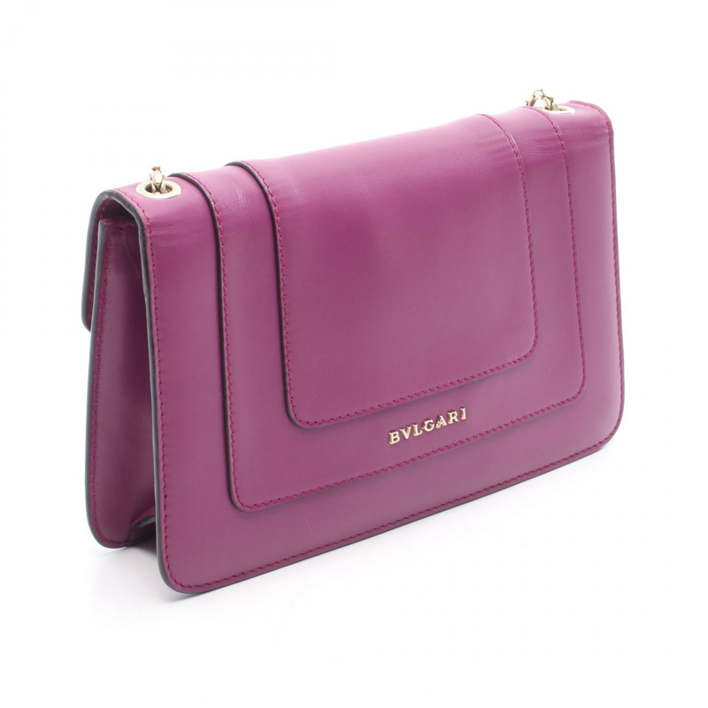 寶格麗 Serpenti Forever 鏈條肩背斜背包，粉紅色紫色皮革，二手-1