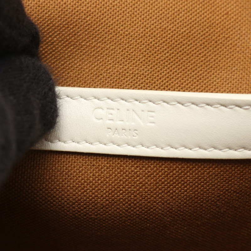 CELINE Folco 中型 Triomphe 單肩包 191502BZJ 帆布皮革 黑色 二手-3