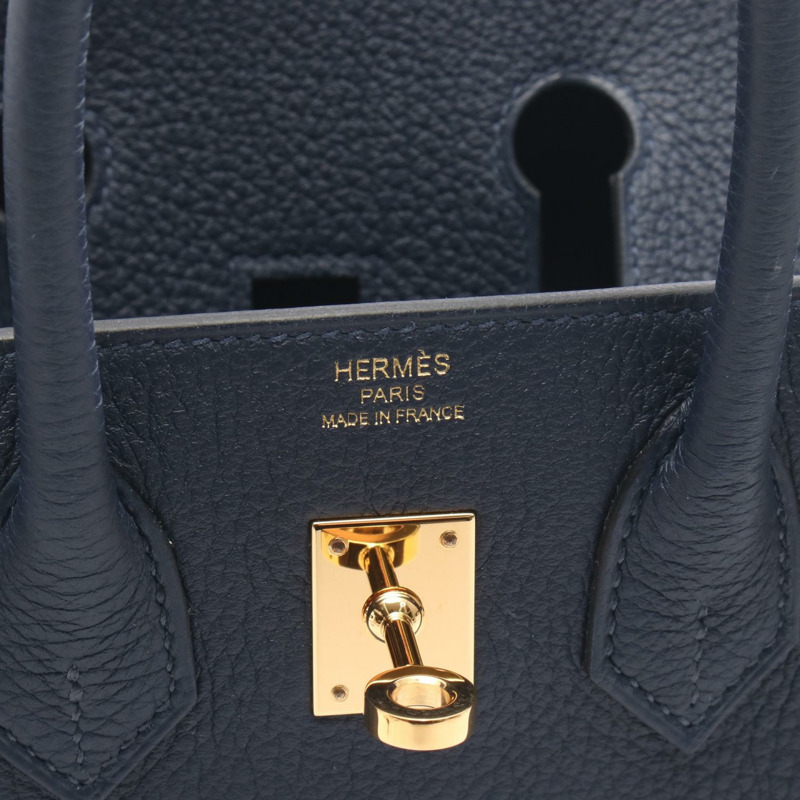 HERMES Birkin 25 手提包 K Togo 皮革 Blue abysse 二手 GHW-3