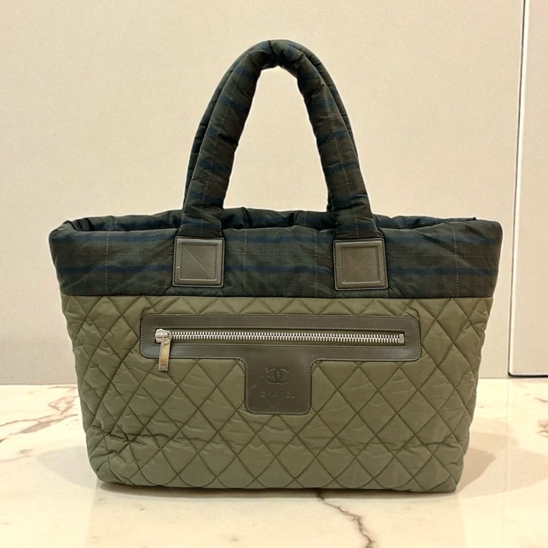 莉亞精品♡Chanel A48611 手提空氣包 綠 二手-0