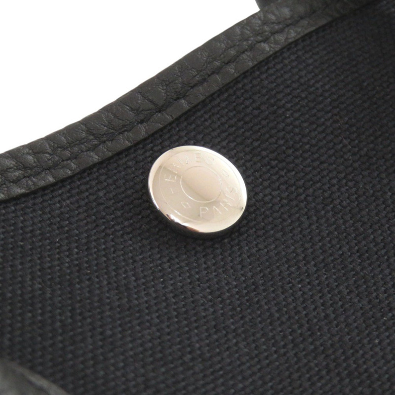 近全新愛馬仕 Garden Party TPM Toile Militaire Negonda 黑色手提包，附銀色五金與 D 字印記（2019 年款）1850HERMES-6