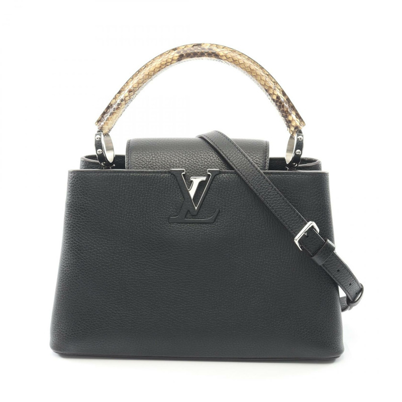 路易威登 CapucineMM 黑色手提包 N92800 異國皮革 黑色 二手女士-0