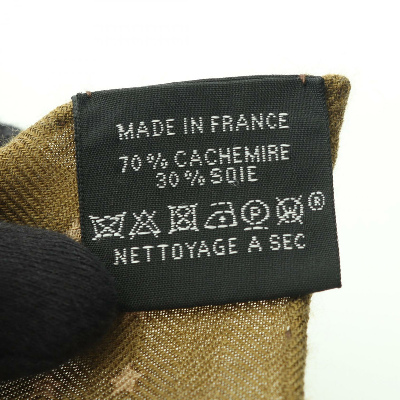 HERMES Carre 140 HARNAIS DE COUR Bandana 圍巾 echarpe 真絲羊絨 黑色 卡其色-2