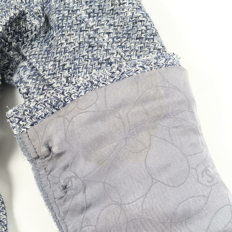 香奈兒斜紋軟呢外套 P21006V12405 布料：棉 海軍藍 白色 二手 女款 #42 CC-7