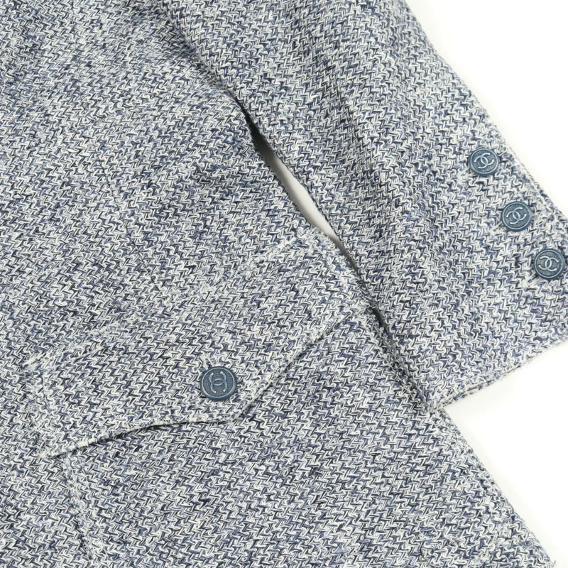 香奈兒斜紋軟呢外套 P21006V12405 布料：棉 海軍藍 白色 二手 女款 #42 CC-11