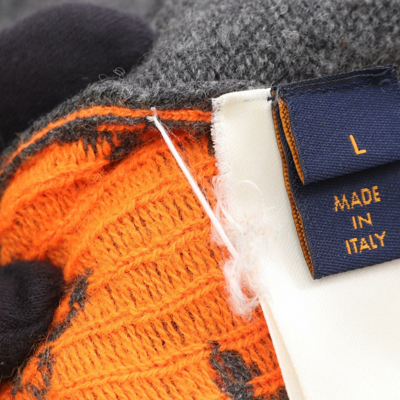 路易威登 Monogram 針織衫 RM192Q 羊絨衫 灰色 橙色 二手 男士 L 碼-5