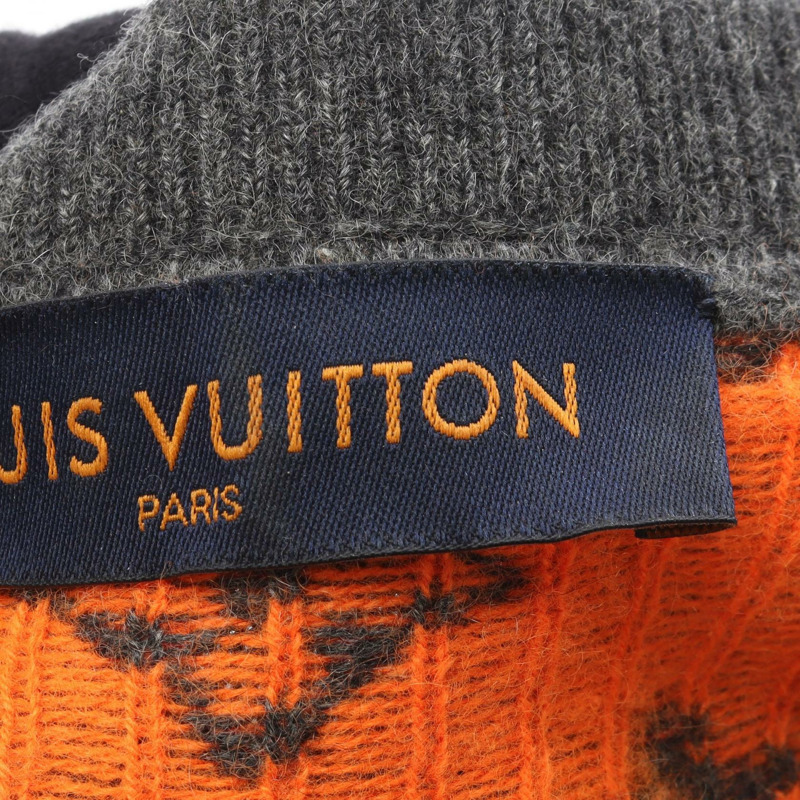 路易威登 Monogram 針織衫 RM192Q 羊絨衫 灰色 橙色 二手 男士 L 碼-7