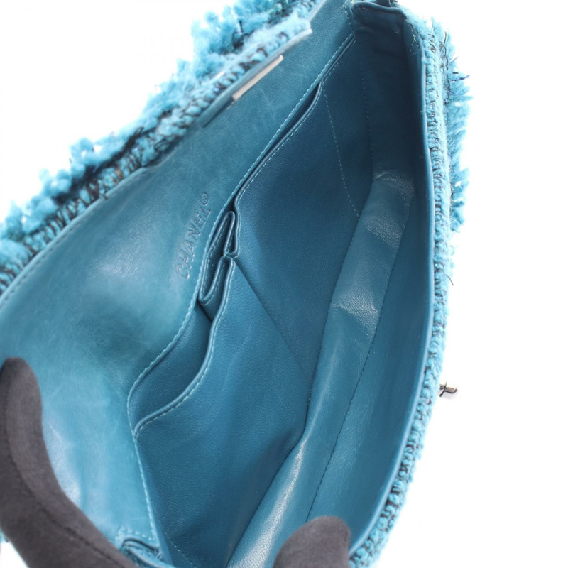 香奈兒 COCO 標誌鏈條單肩背包，布料綠色黑色藍色，SHW 二手 CC-2