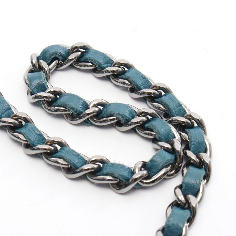 香奈兒 COCO 標誌鏈條單肩背包，布料綠色黑色藍色，SHW 二手 CC-6