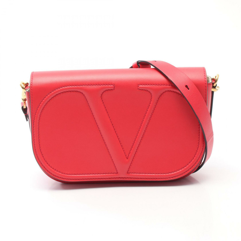 Valentino Garavani Walk Vlogo 肩挎包，紅色皮革，二手女款-0