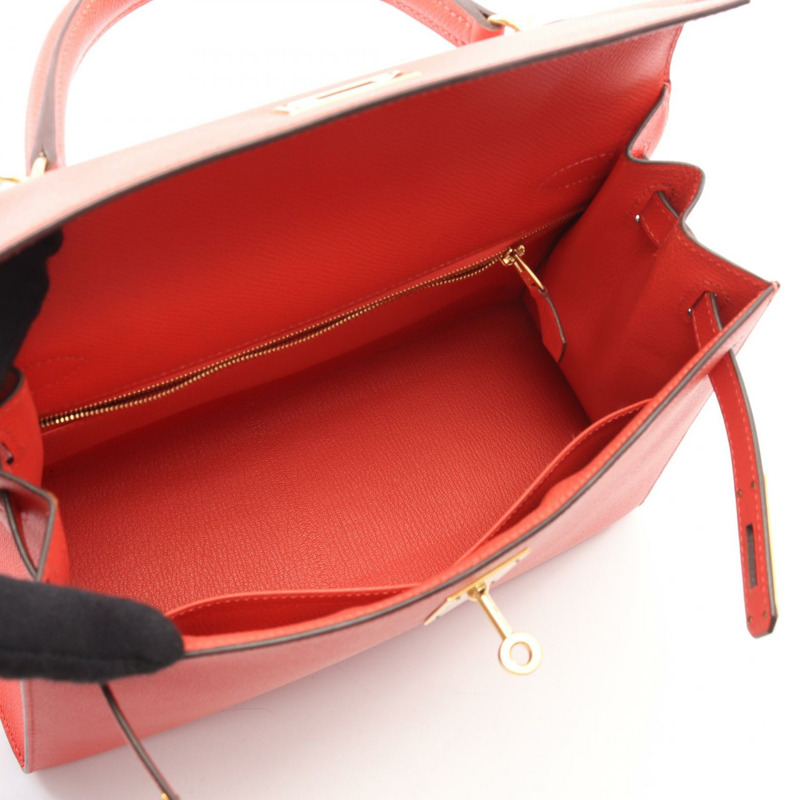 愛馬仕 Kelly 28 單肩手提包，外側縫線 Epsom Rose jaipur，二手，金色五金-2