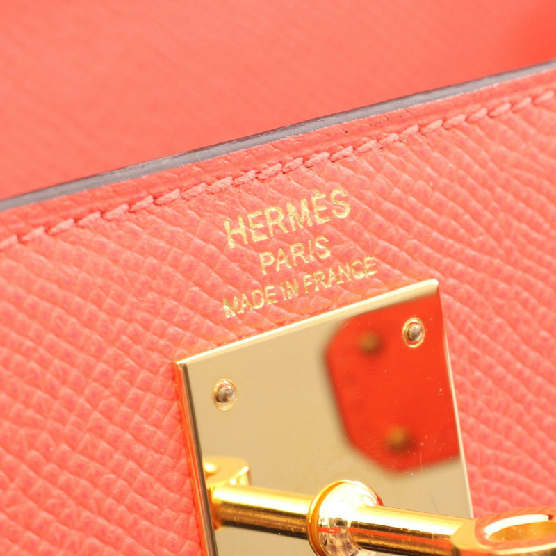 愛馬仕 Kelly 28 單肩手提包，外側縫線 Epsom Rose jaipur，二手，金色五金-3