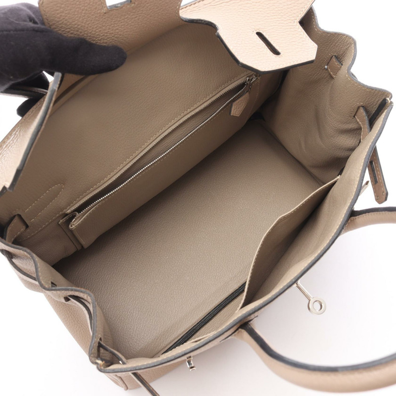 愛馬仕 Birkin 30 手提包，N Taurillon Clemenc 皮革，Gris tourterelle 灰色，二手，帶五金配件-2