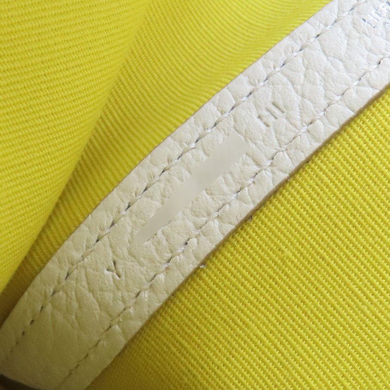 黃色帆布 白色牛皮 Garden Party 36 手提包 Y刻 銀扣【HERMES 愛馬仕】-8