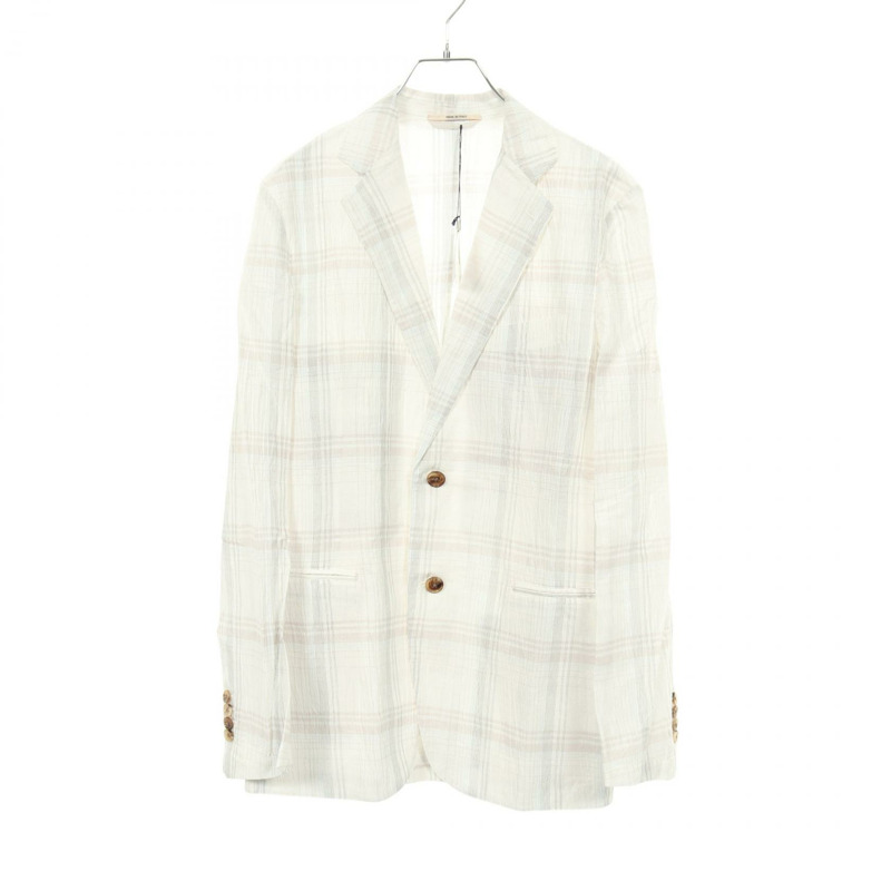 愛馬仕 (HERMES) 訂製夾克,亞麻棉混紡面料,白色多色,二手男士44碼-0