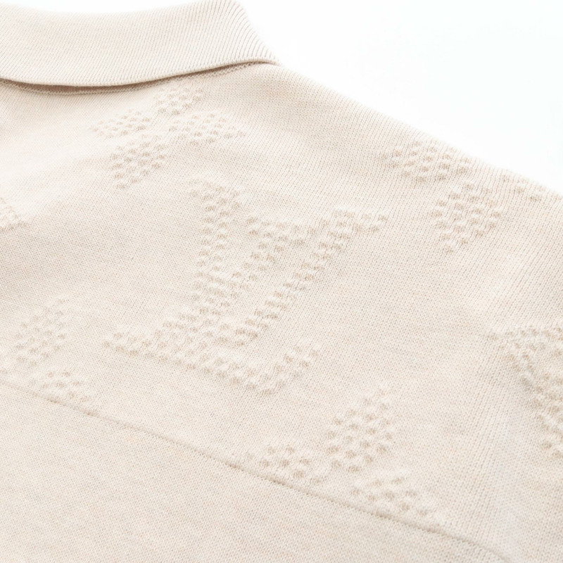 路易威登 Monogram 壓花針織衫上衣 RM251M 棉質 米色 二手 男款 M 碼-5