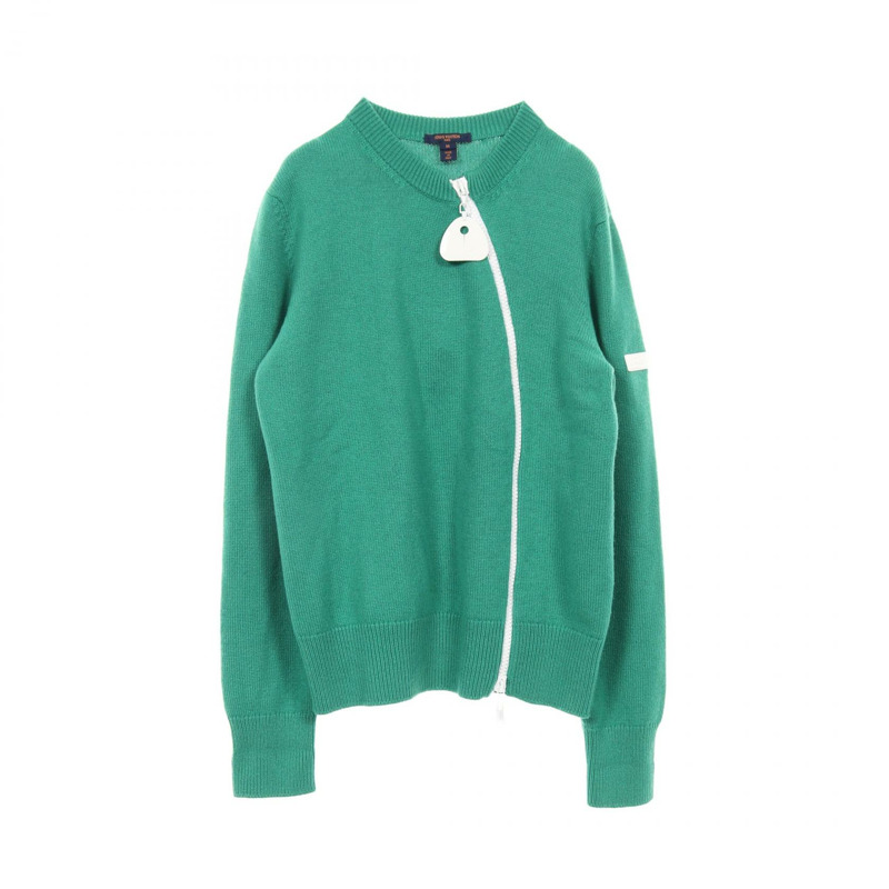 路易威登 (LOUIS VUITTON) 拉鍊羊絨針織衫，綠色，二手，女款 M 碼-0