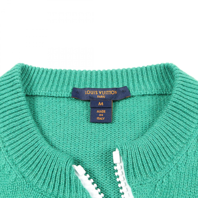 路易威登 (LOUIS VUITTON) 拉鍊羊絨針織衫，綠色，二手，女款 M 碼-2