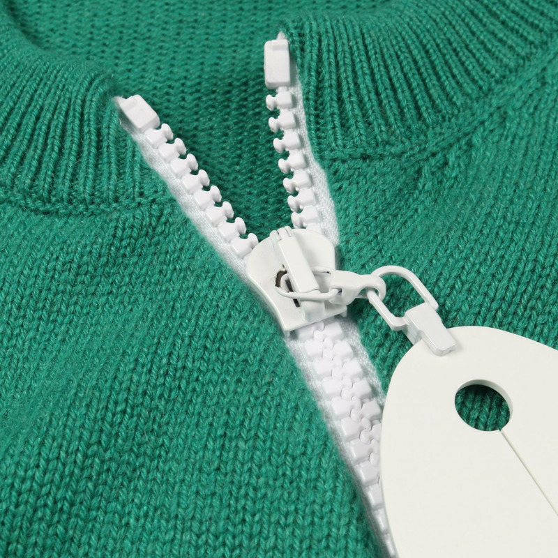 路易威登 (LOUIS VUITTON) 拉鍊羊絨針織衫，綠色，二手，女款 M 碼-4