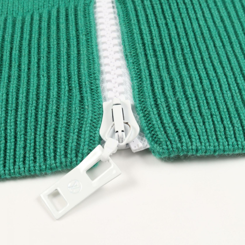 路易威登 (LOUIS VUITTON) 拉鍊羊絨針織衫，綠色，二手，女款 M 碼-5