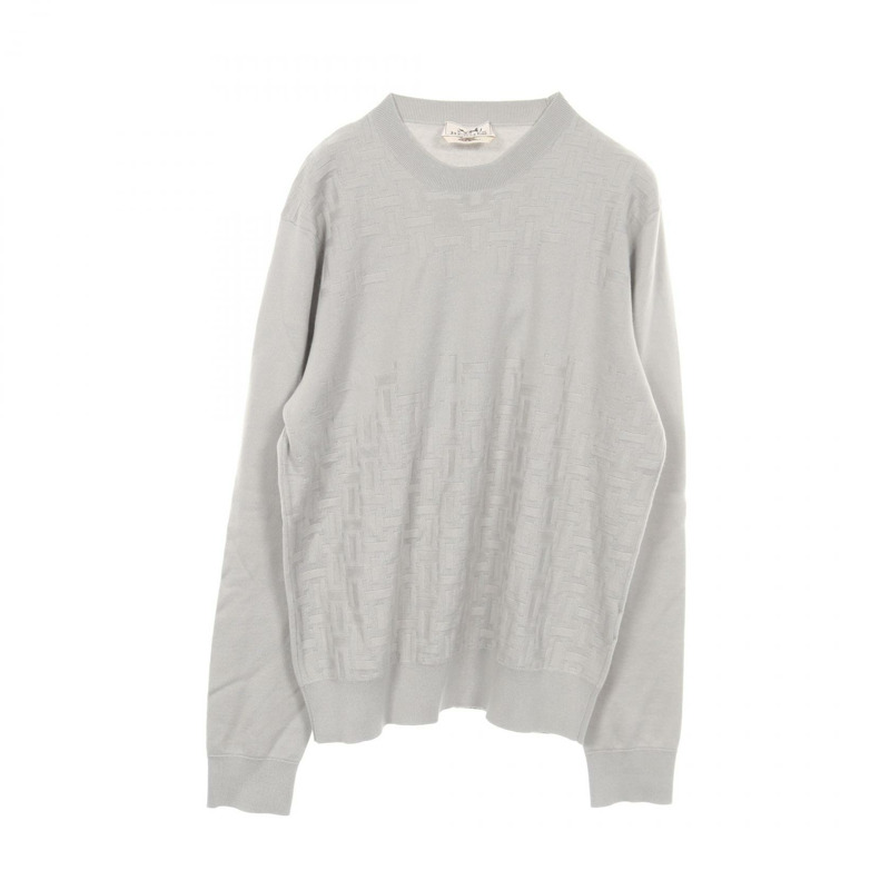 愛馬仕 Point Faubourg 針織衫,絲質羊絨混紡,灰色,二手,男士 S 碼-0