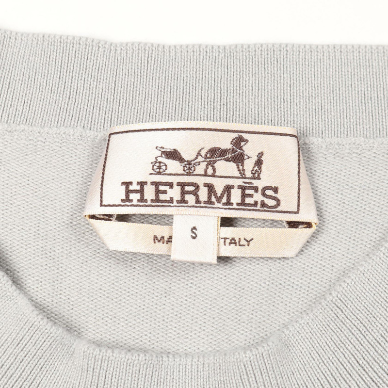 愛馬仕 Point Faubourg 針織衫,絲質羊絨混紡,灰色,二手,男士 S 碼-2