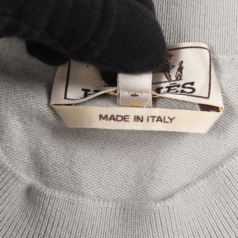 愛馬仕 Point Faubourg 針織衫,絲質羊絨混紡,灰色,二手,男士 S 碼-3