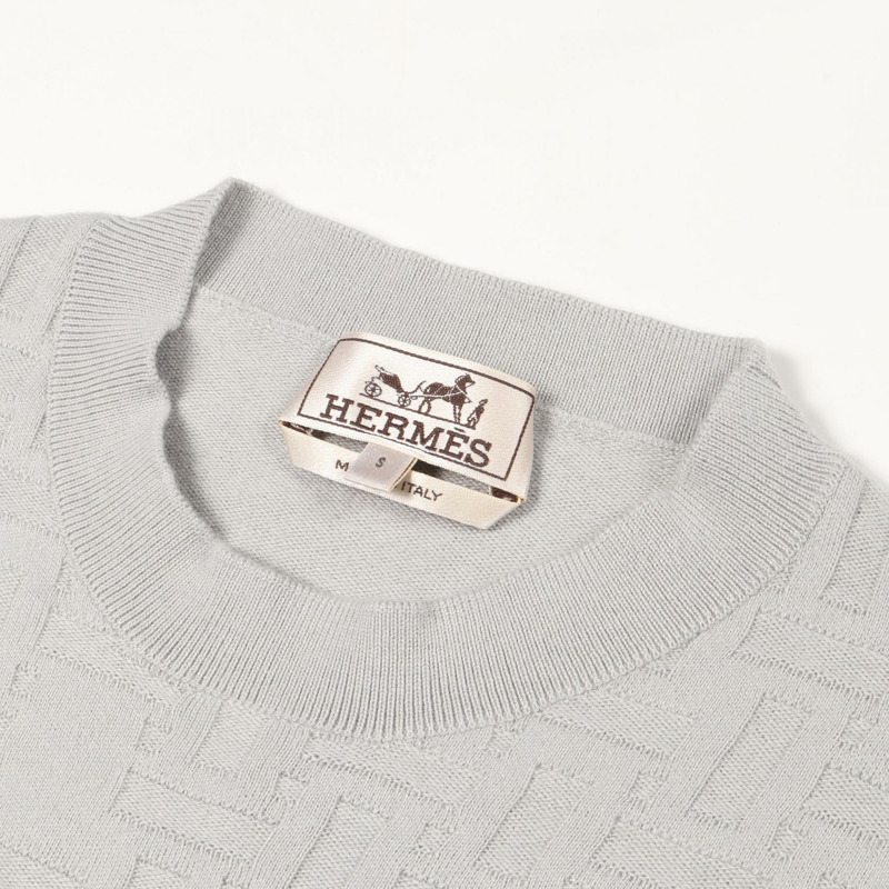 愛馬仕 Point Faubourg 針織衫,絲質羊絨混紡,灰色,二手,男士 S 碼-5
