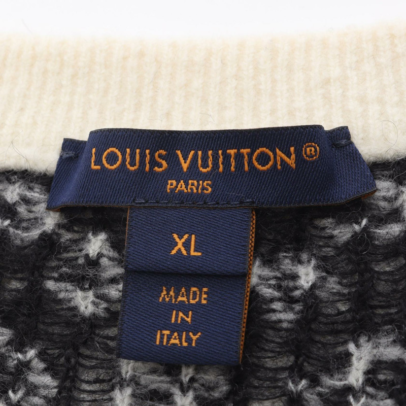 路易威登 Monogram 羊毛尼龍馬海毛混紡拉絨開襟羊毛衫，米色、黑色、灰色，二手-2