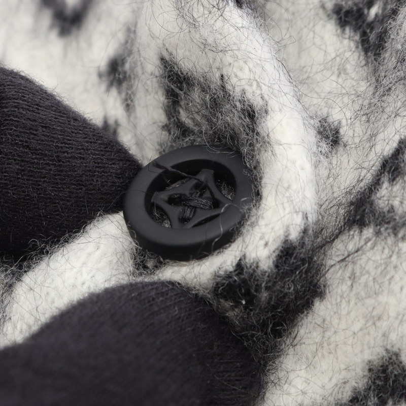 路易威登 Monogram 羊毛尼龍馬海毛混紡拉絨開襟羊毛衫，米色、黑色、灰色，二手-5