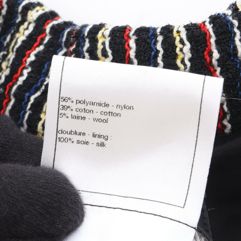 香奈兒 COCO 標誌紐扣修身西裝外套 #38 尼龍羊毛棉混紡 黑色 二手-4