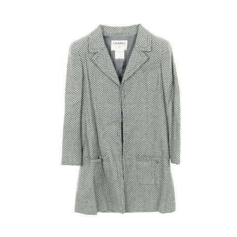 香奈兒 COCO 標誌修身外套外套 #38 藍色布料 二手 女士 CC