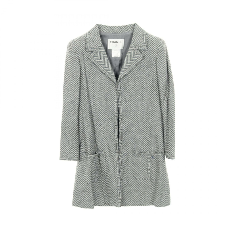 香奈兒 COCO 標誌修身外套外套 #38 藍色布料 二手 女士 CC-0