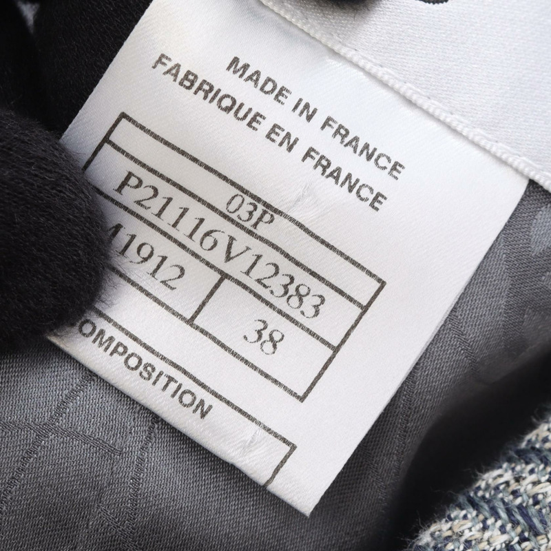 香奈兒 COCO 標誌修身外套外套 #38 藍色布料 二手 女士 CC-4