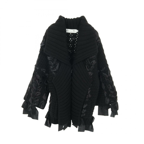 Dior 羊毛絲混紡黑色開襟衫，二手女款 XS 碼