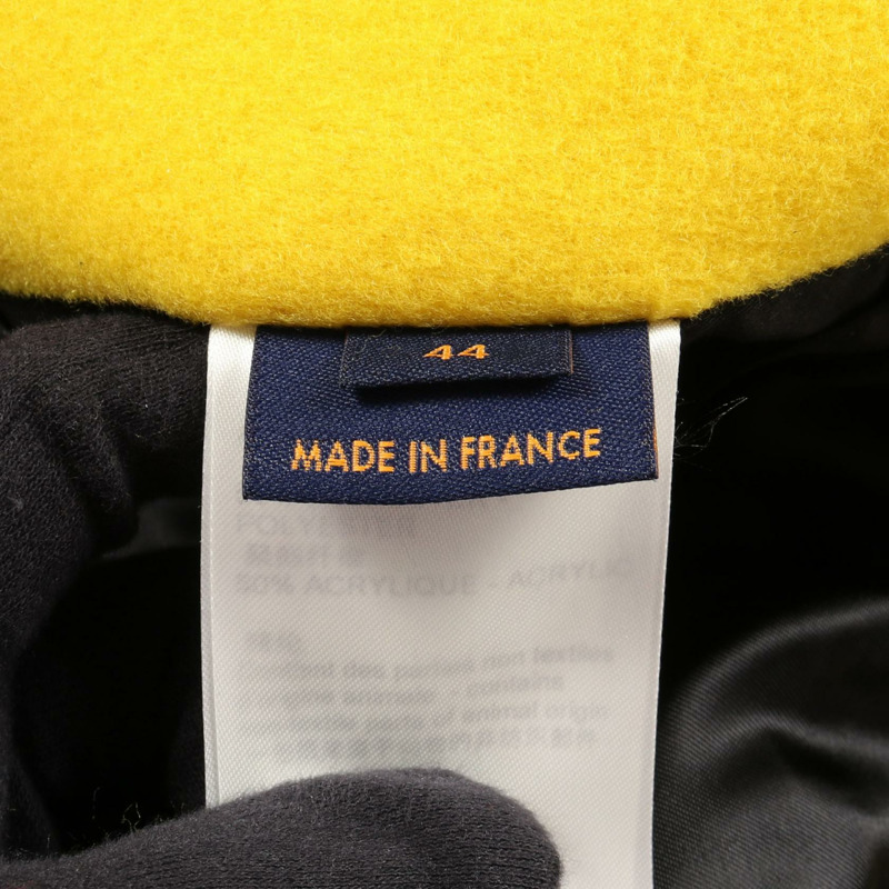 路易威登刺繡棒球夾克，羊毛皮革材質，黃色/黑色，二手男士款-5