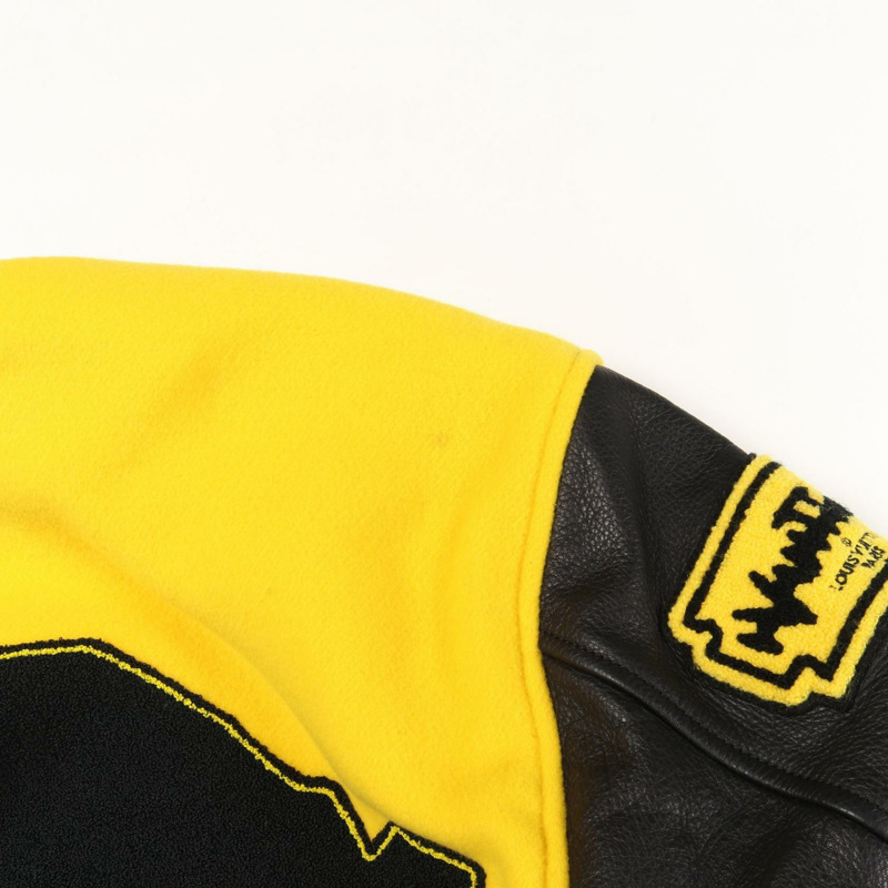 路易威登刺繡棒球夾克，羊毛皮革材質，黃色/黑色，二手男士款-8
