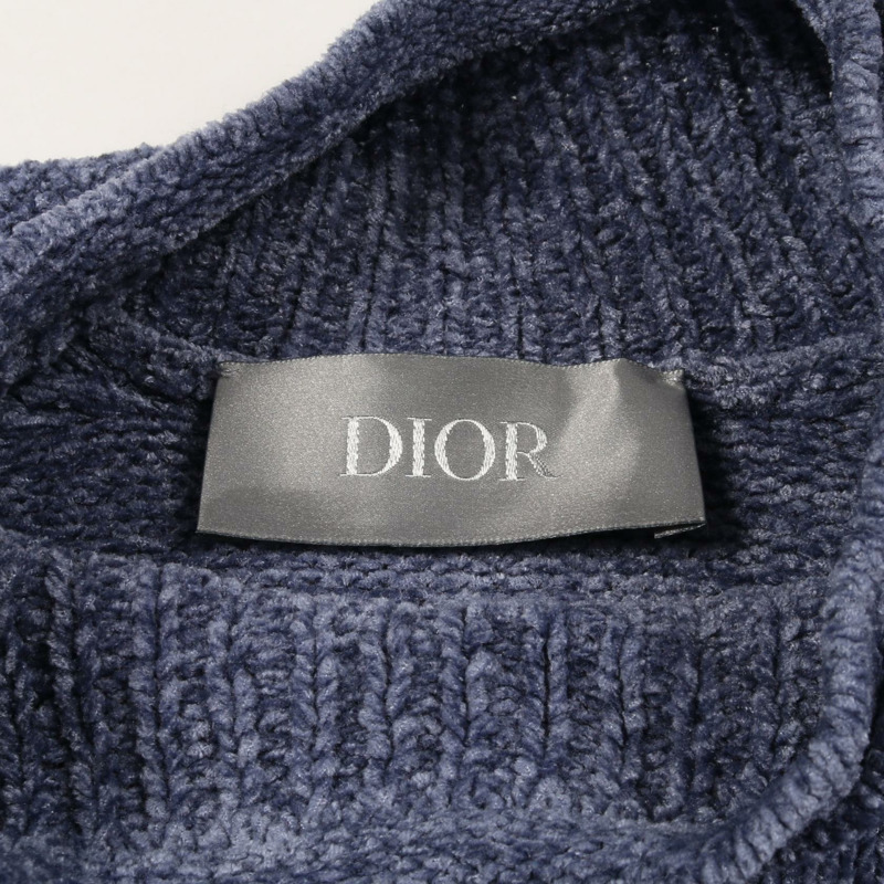 Dior Logo針織衫,人造絲棉混紡,藍色,二手男士M碼-2