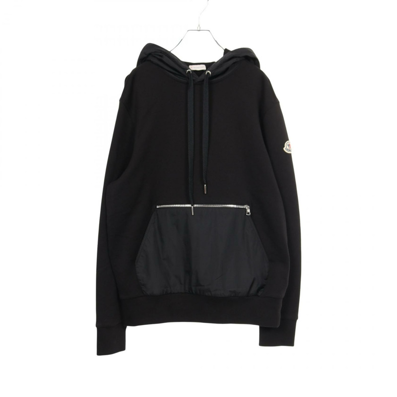 MONCLER 黑色純棉連帽衫,二手男女通用-0