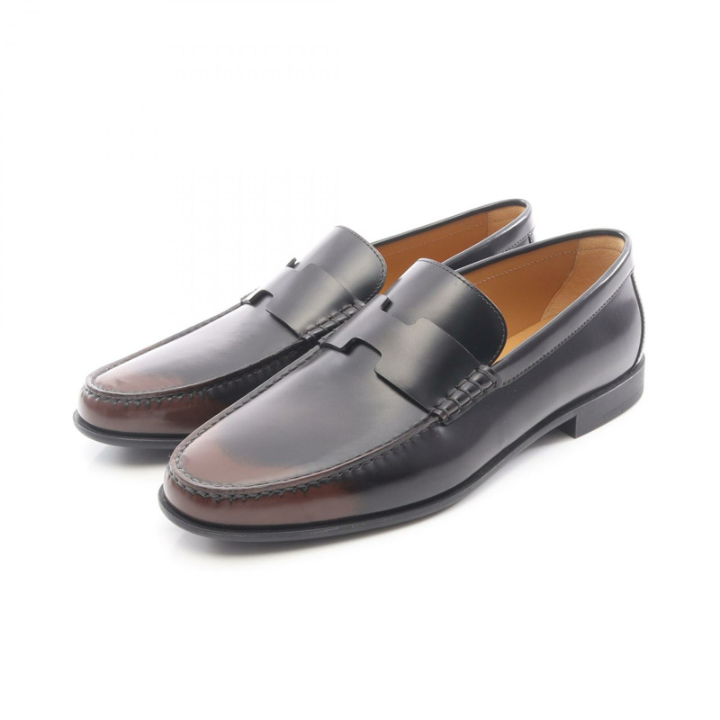 愛馬仕 Duke 男士黑色棕色真皮樂福鞋（二手）-0