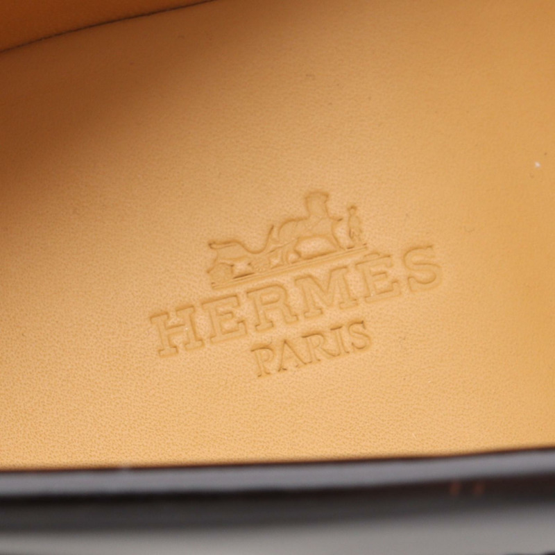 愛馬仕 Duke 男士黑色棕色真皮樂福鞋（二手）-4