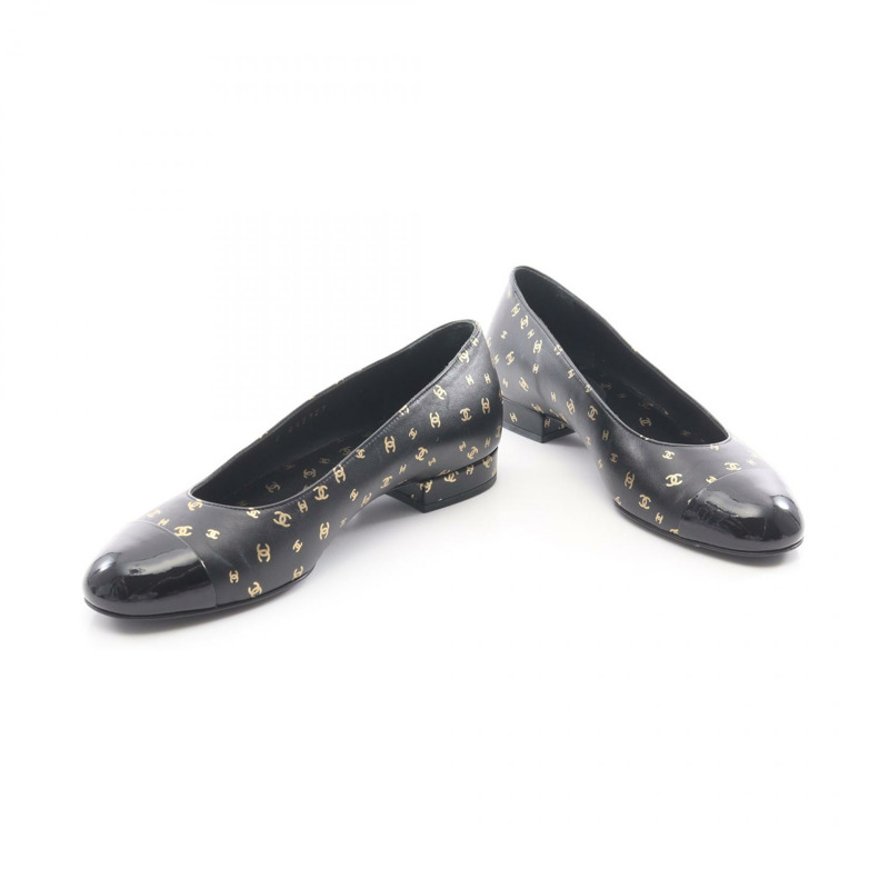 香奈兒 COCO CC 女士黑色真皮高跟鞋 #36 二手女士 Coco CC-2