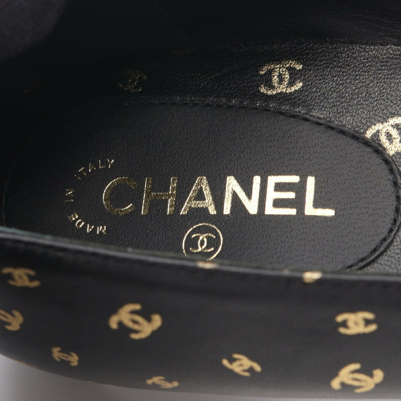 香奈兒 COCO CC 女士黑色真皮高跟鞋 #36 二手女士 Coco CC-4