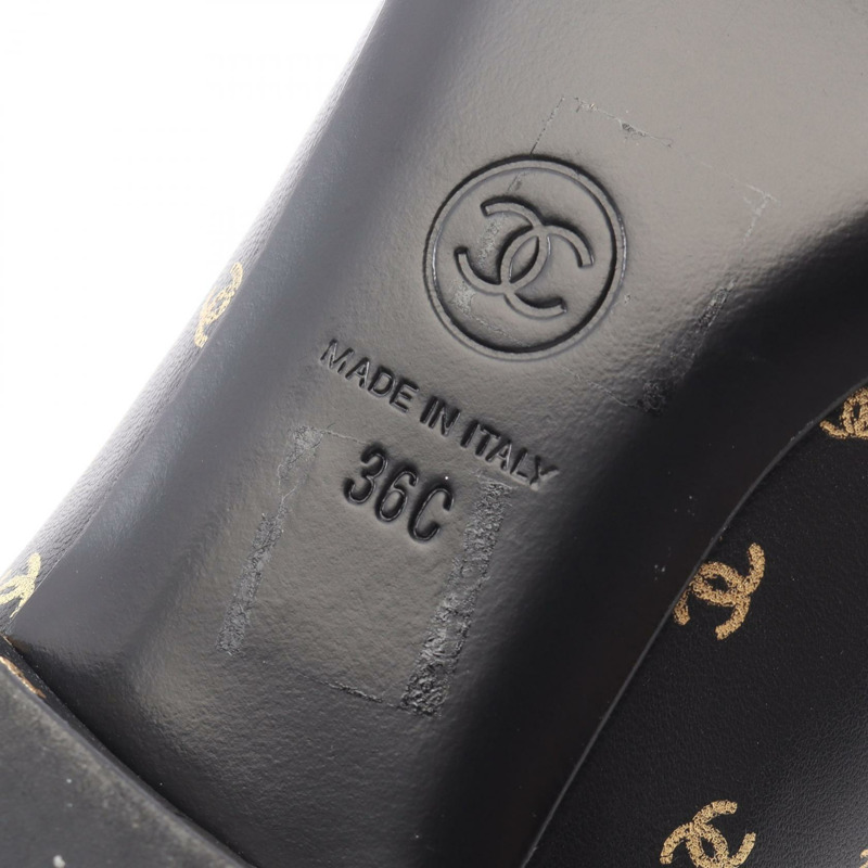 香奈兒 COCO CC 女士黑色真皮高跟鞋 #36 二手女士 Coco CC-5
