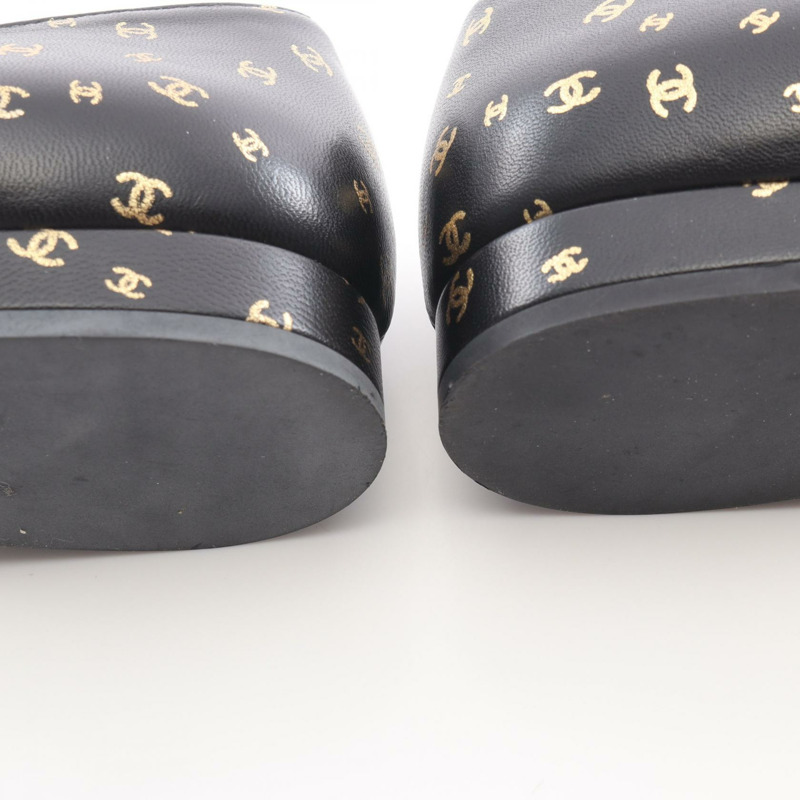 香奈兒 COCO CC 女士黑色真皮高跟鞋 #36 二手女士 Coco CC-6