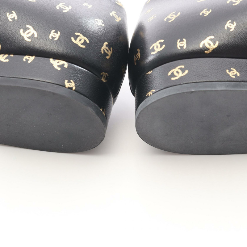 香奈兒 COCO CC 女士黑色真皮高跟鞋 #36 二手女士 Coco CC-11