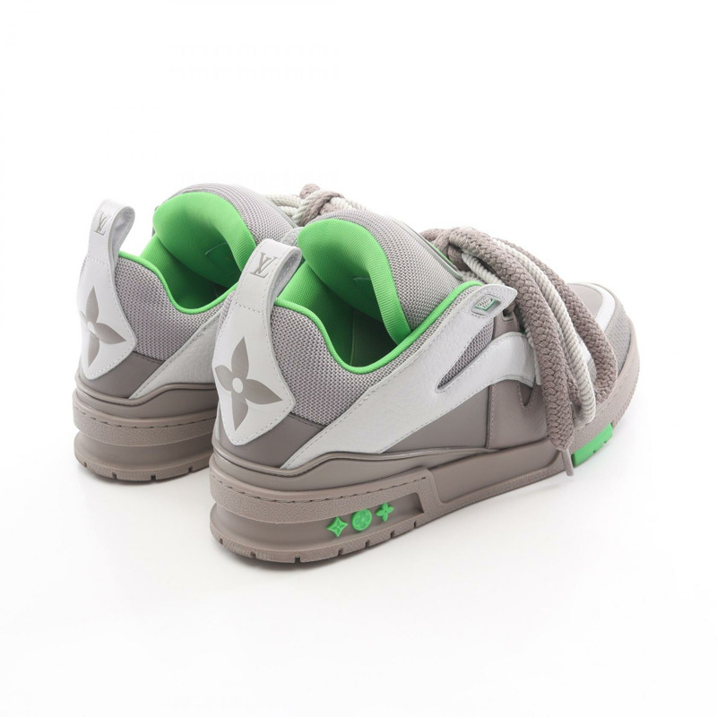 路易威登 LV Skate 系列運動鞋,皮革/織物,灰色/綠色,二手男款,尺寸 7 1/2-1