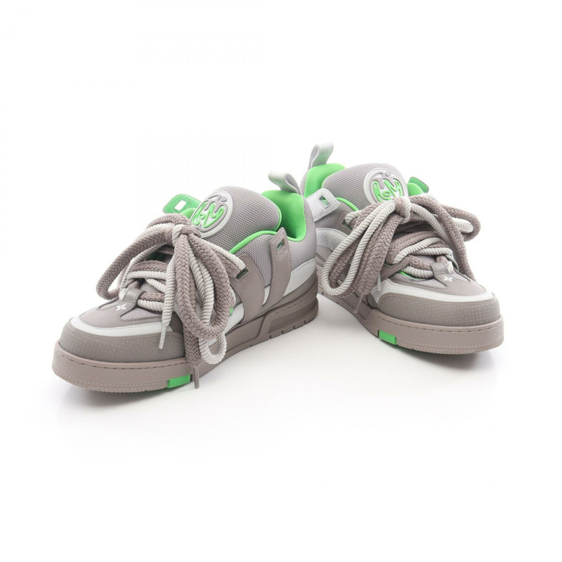 路易威登 LV Skate 系列運動鞋,皮革/織物,灰色/綠色,二手男款,尺寸 7 1/2-2